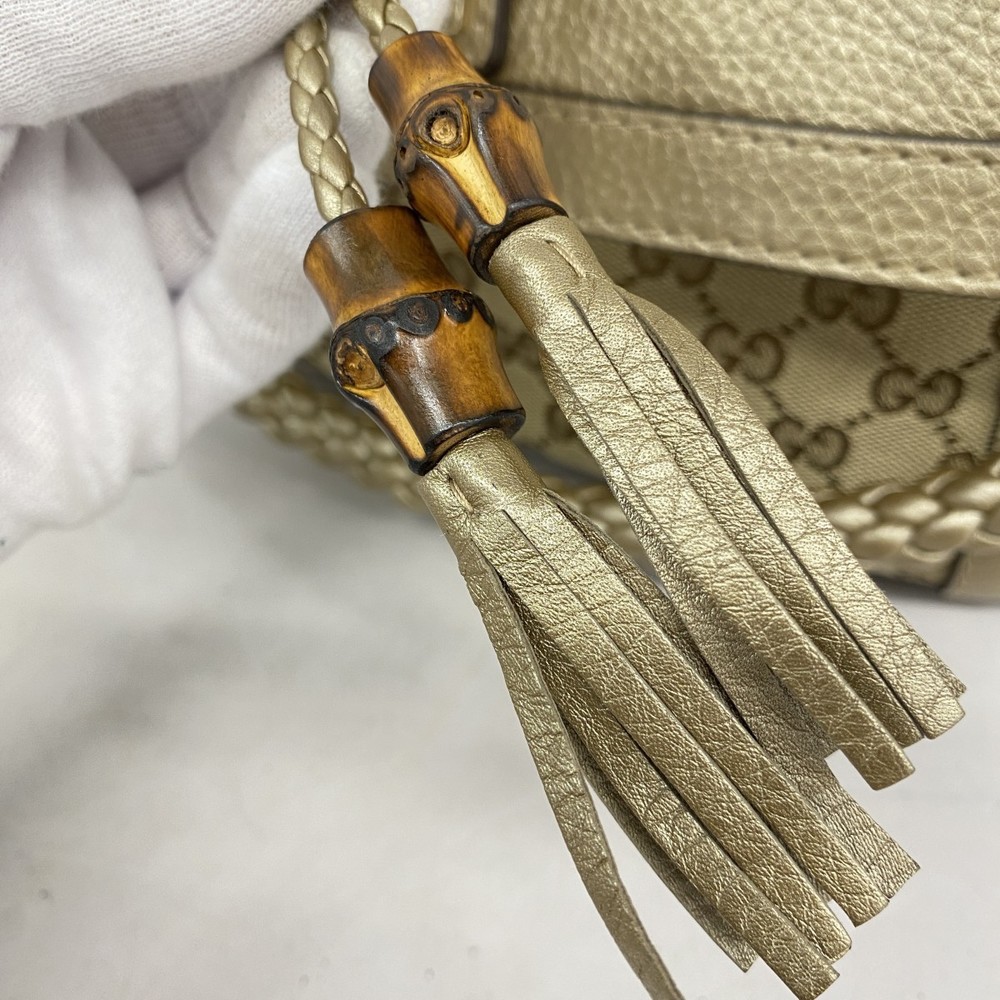 Gucci Bamboo Beige GG Bag Canvas Shoulder - Picture 9 of 9
